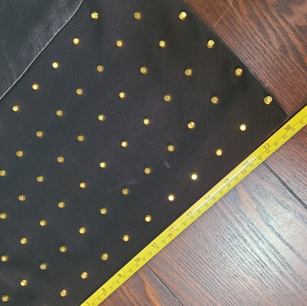 Michael Michael Kors Black Leather Gold Studded Midi Dress Size 0 - Picture 11 of 16
